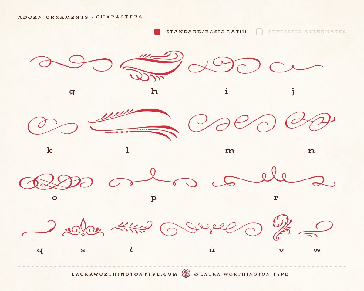 adorn-ornaments font preview - main display