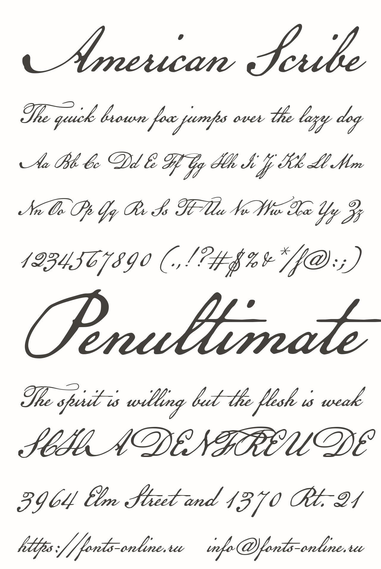 american-scribe font preview - main display