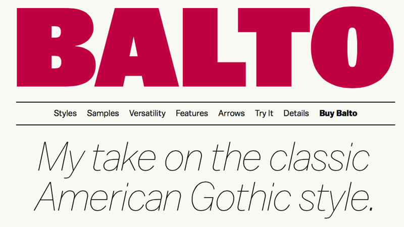 balto font preview - main display