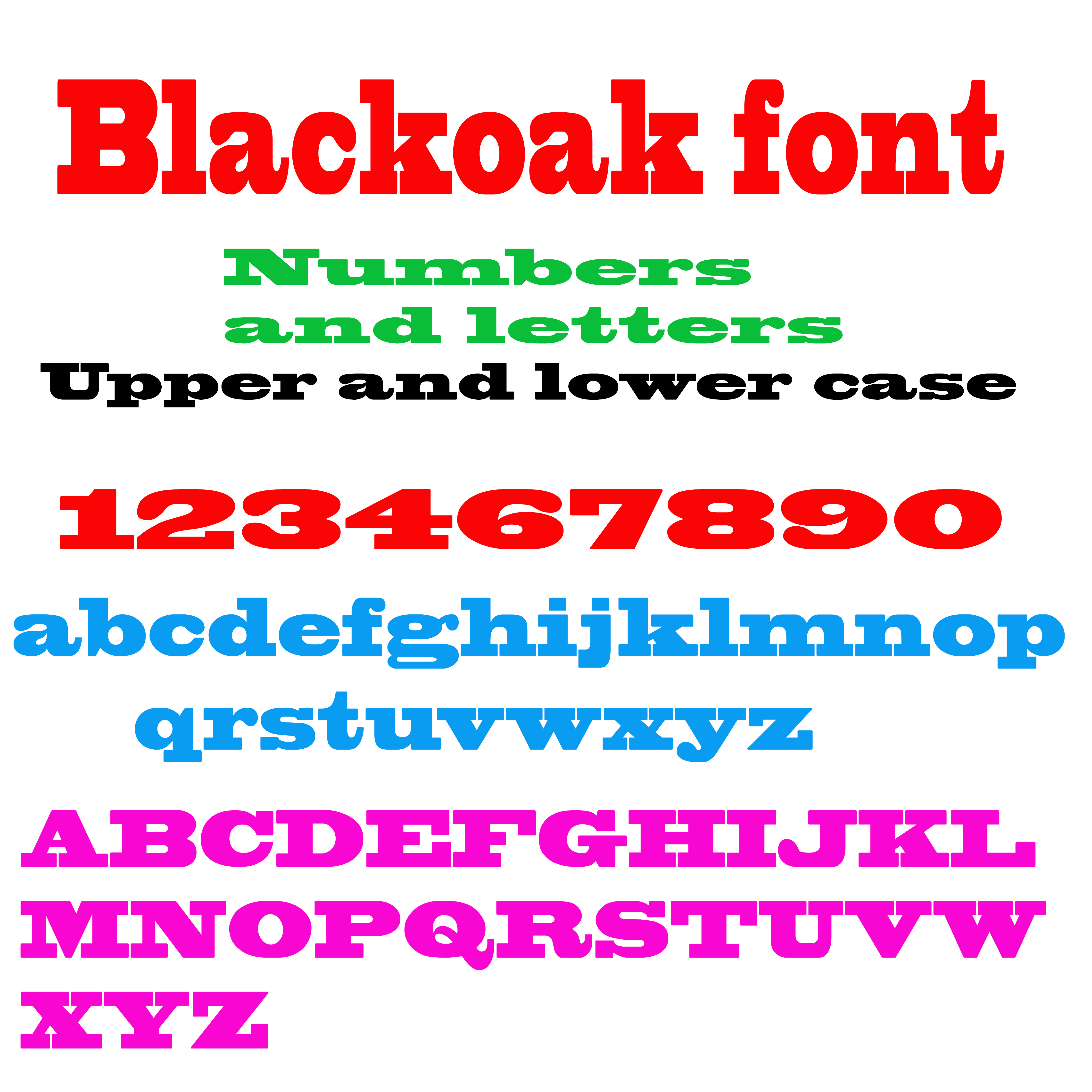 blackoak font preview - main display