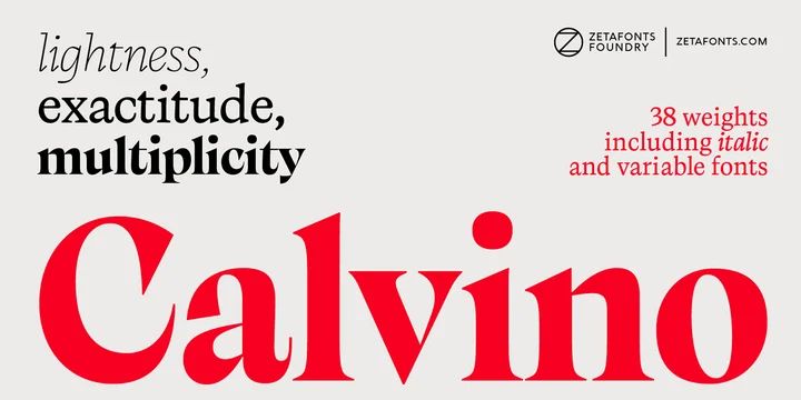 calvino font preview - main display