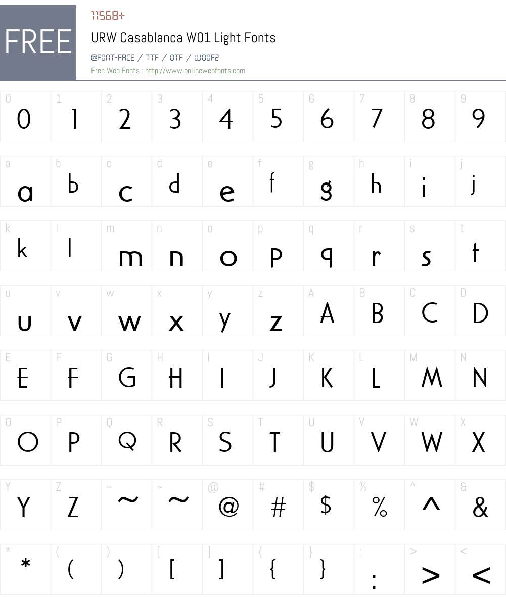 casablanca-urw font preview - main display