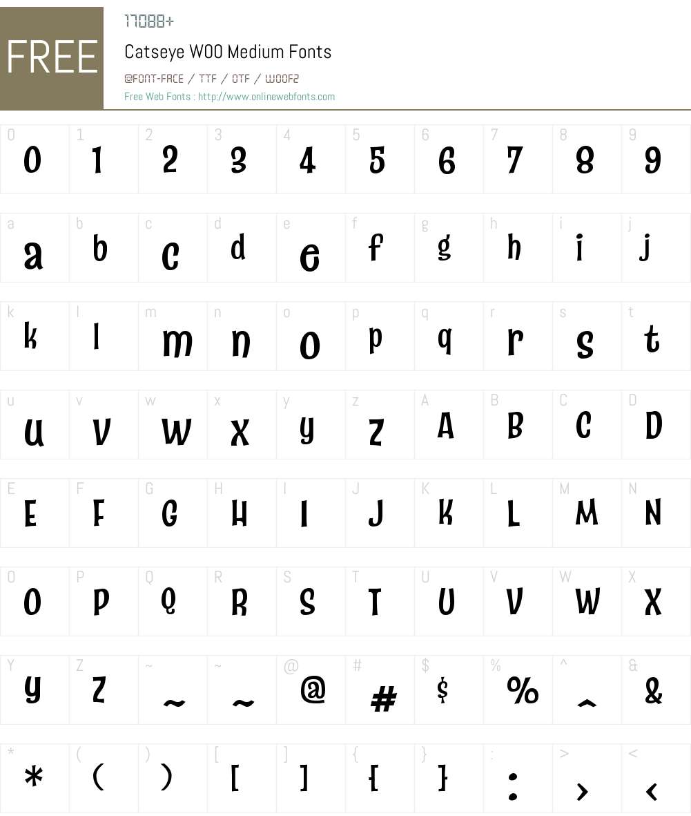catseye font preview - main display