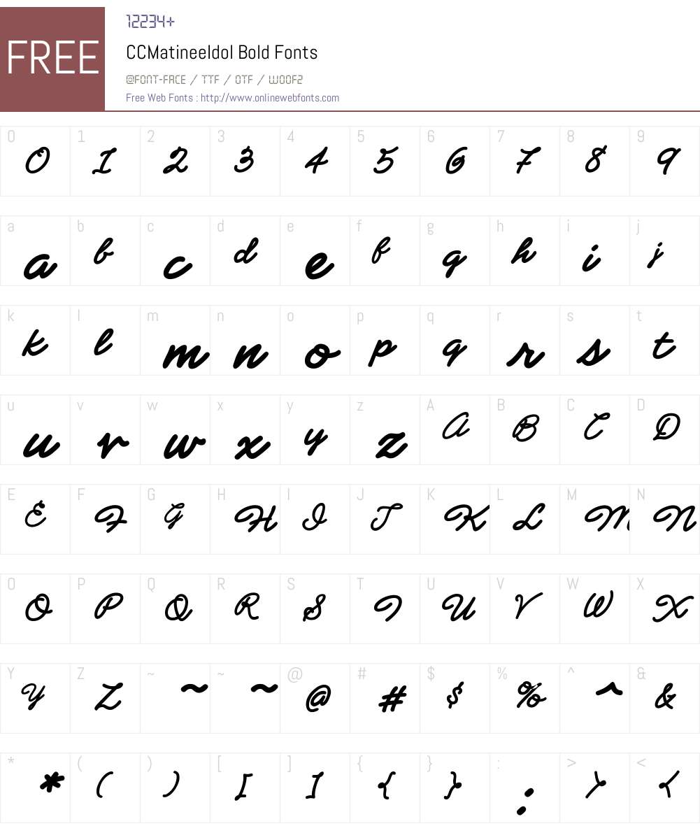 cc-matinee-idol font preview - main display