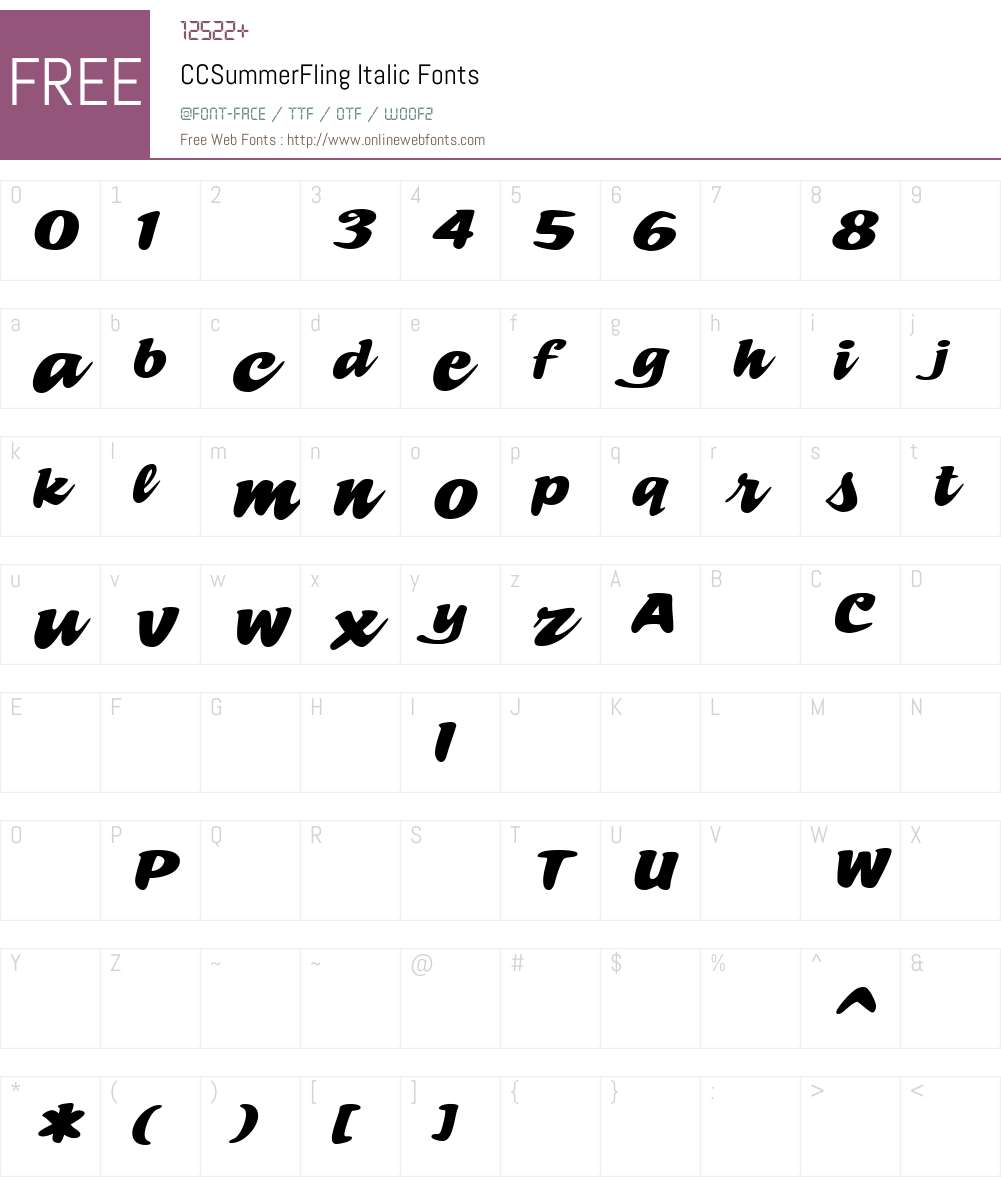 cc-summer-fling font preview - main display