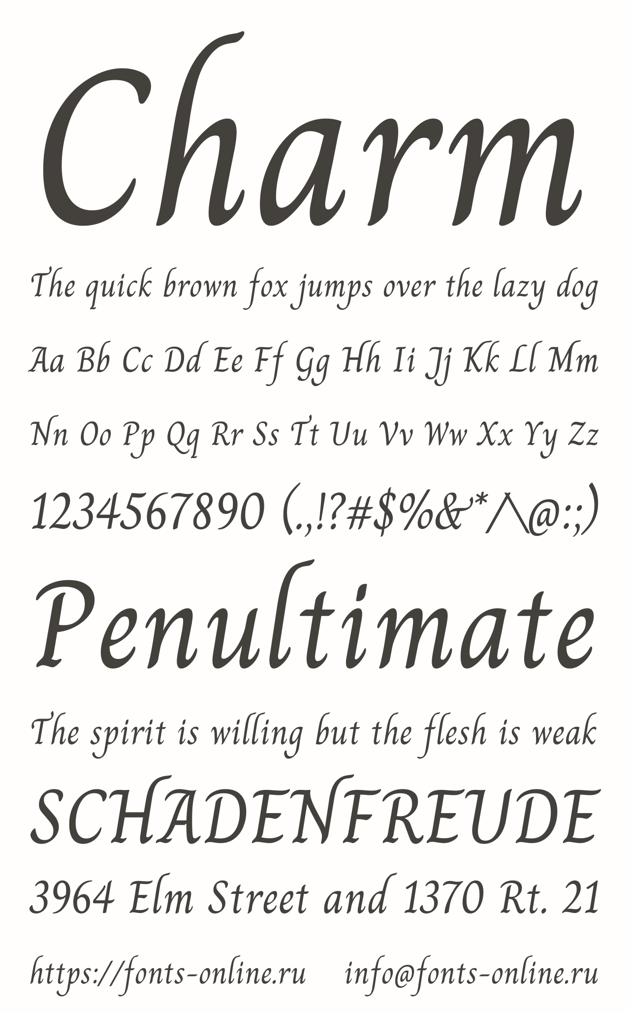 charm font preview - main display