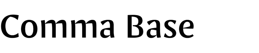 comma-base font preview - main display