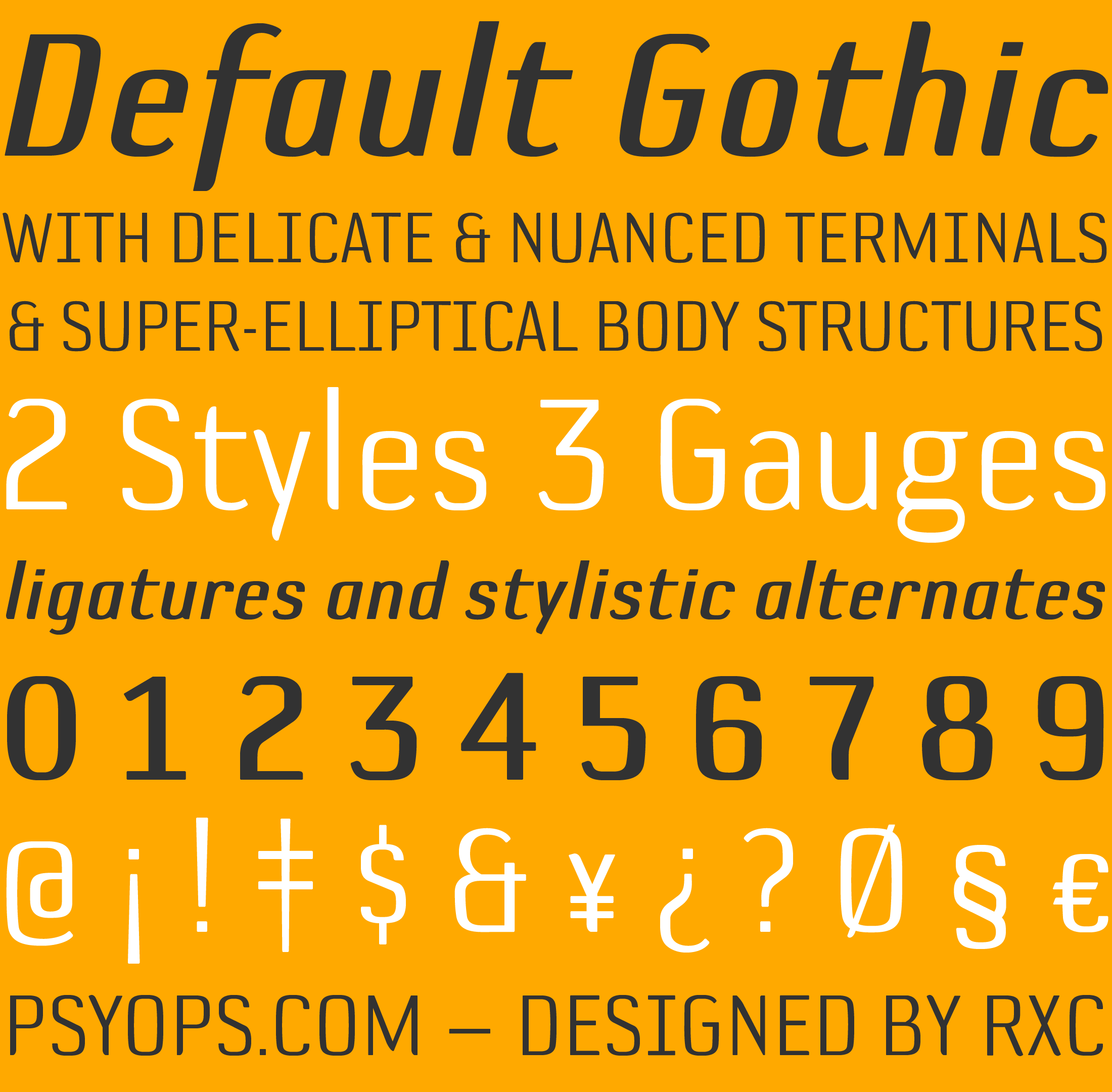 default-gothic font preview - main display