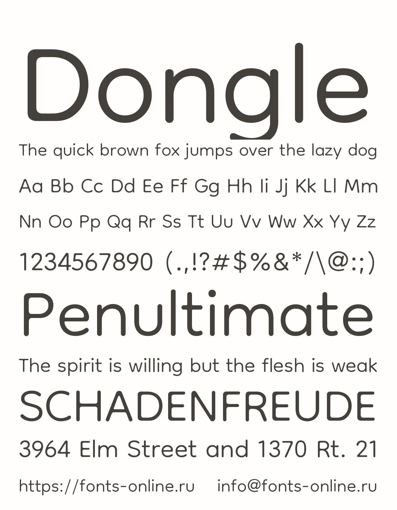 dongle font preview - main display