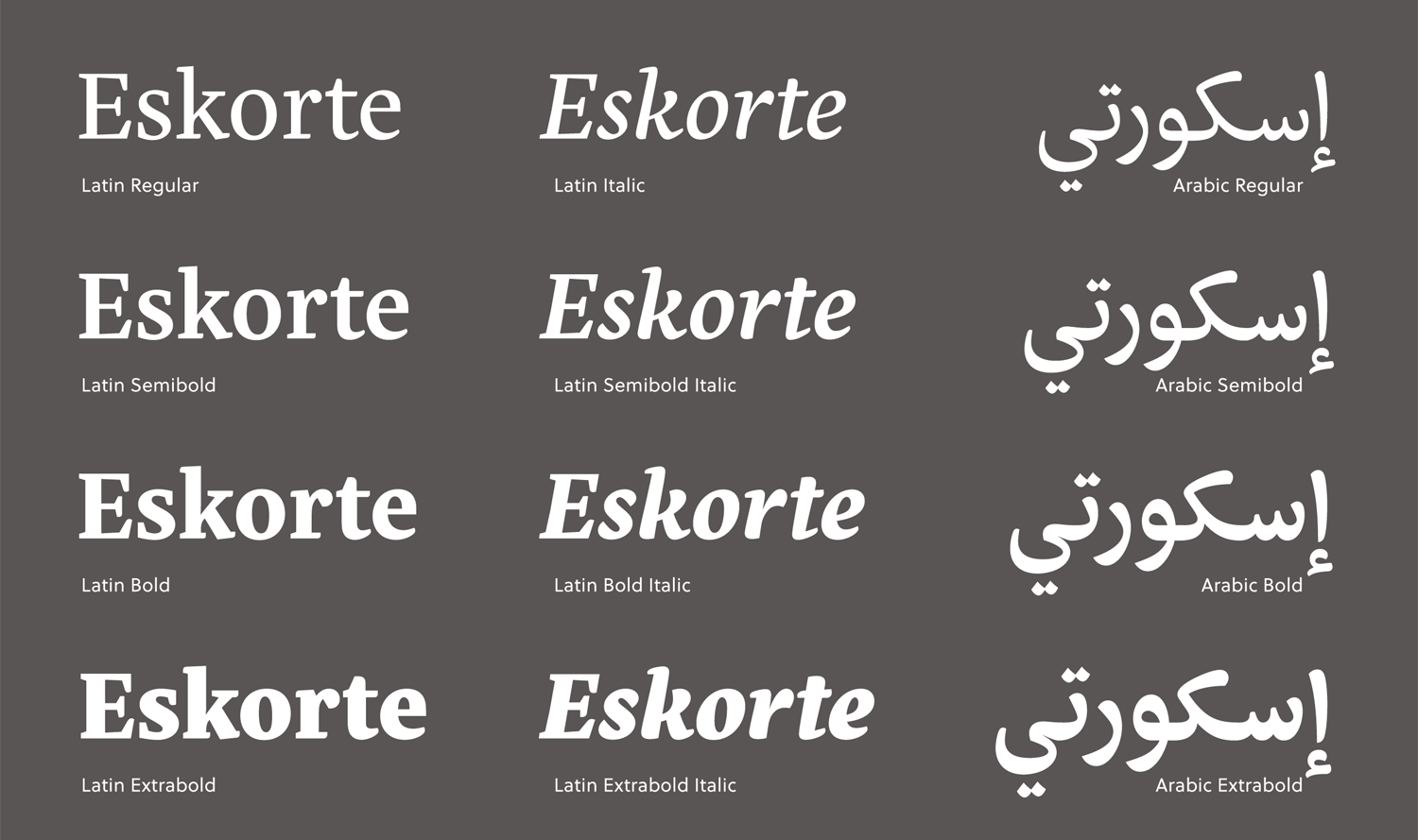 eskorte font preview - main display