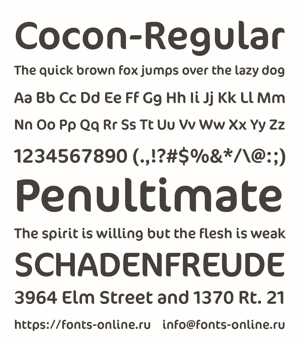 ff-cocon font preview - main display