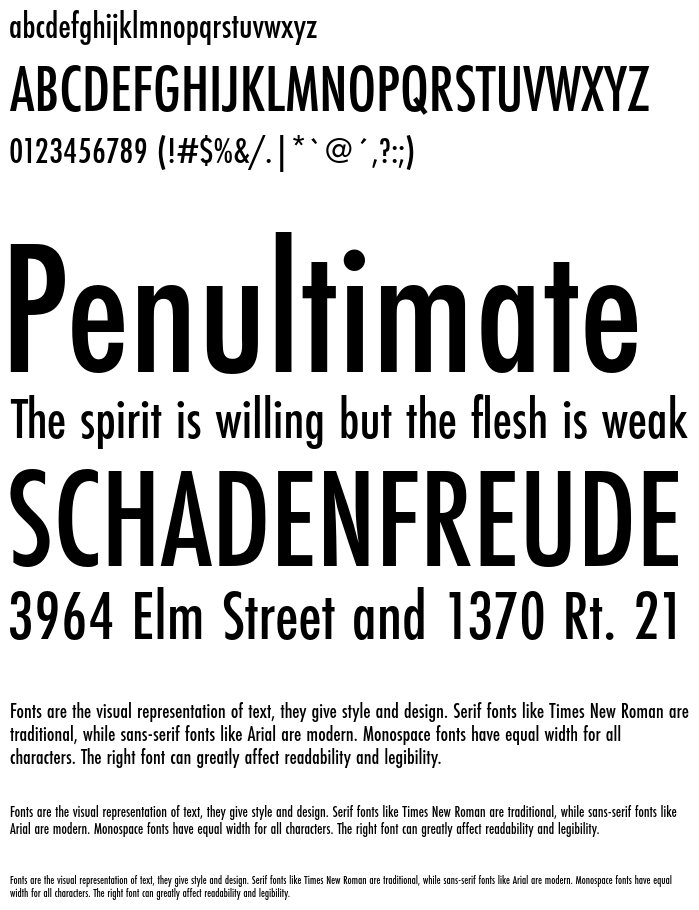 futura-pt-condensed font preview - main display