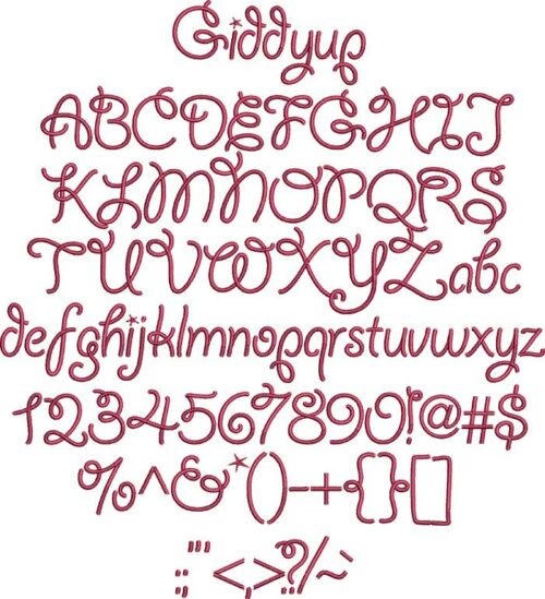 giddyup font preview - main display