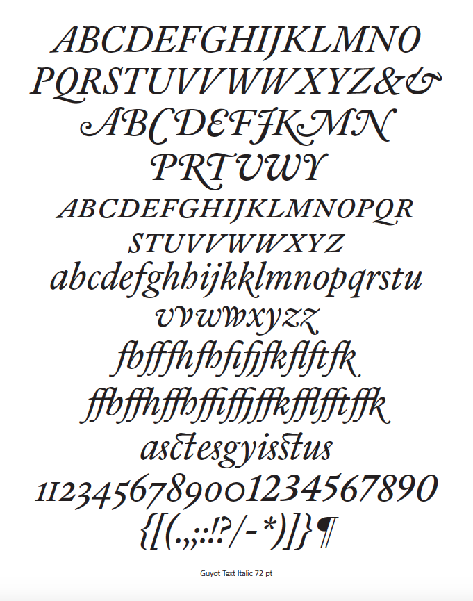guyot font preview - main display
