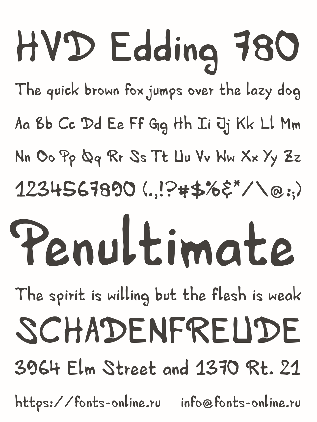 hvd-edding-780 font preview - main display