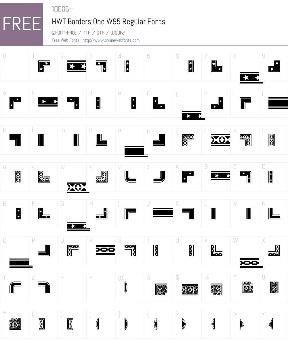 hwt-borders-one font preview - main display