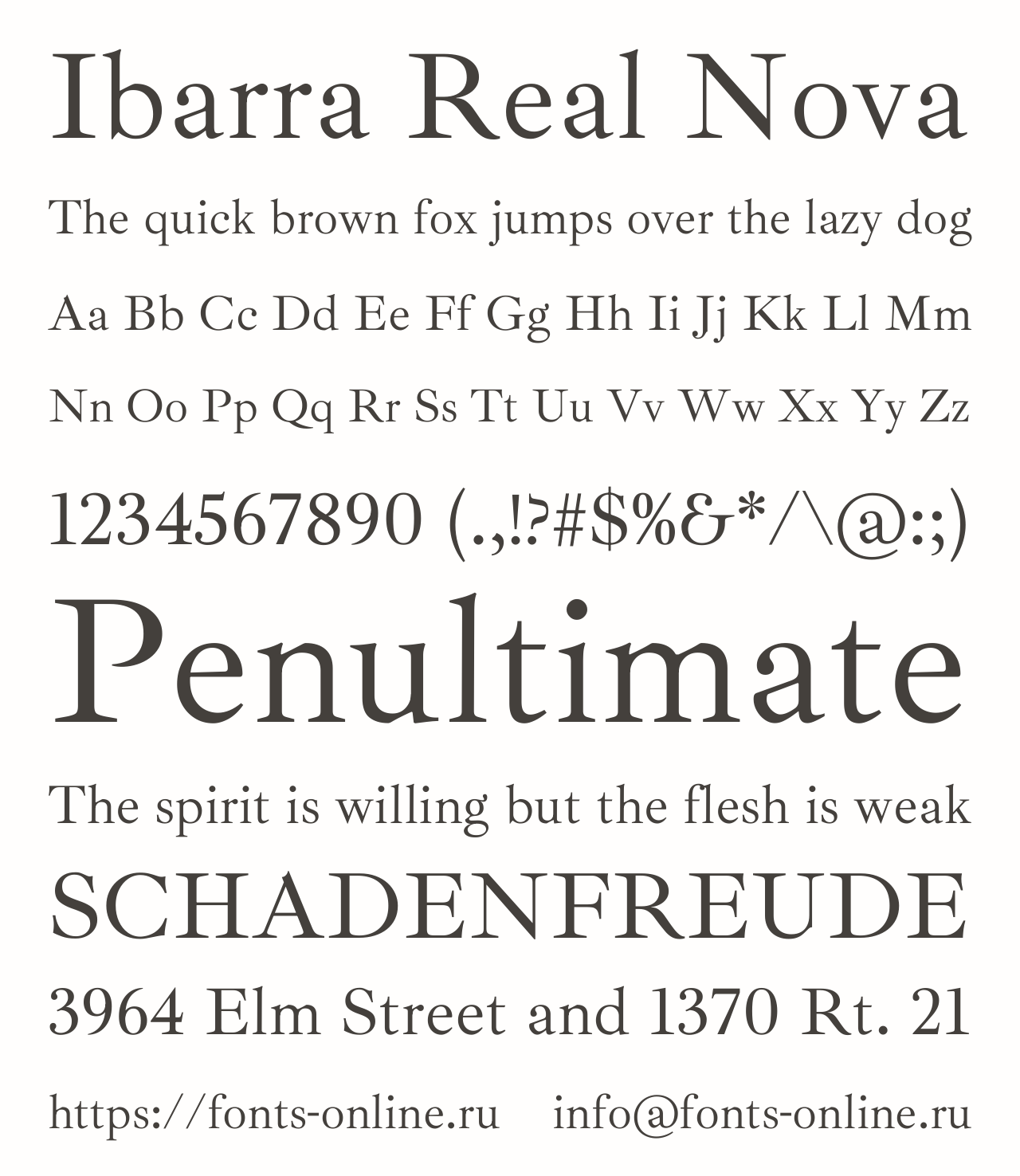 ibarra-real-nova font preview - main display