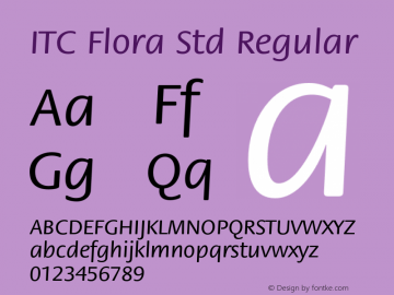 itc-flora font preview - main display