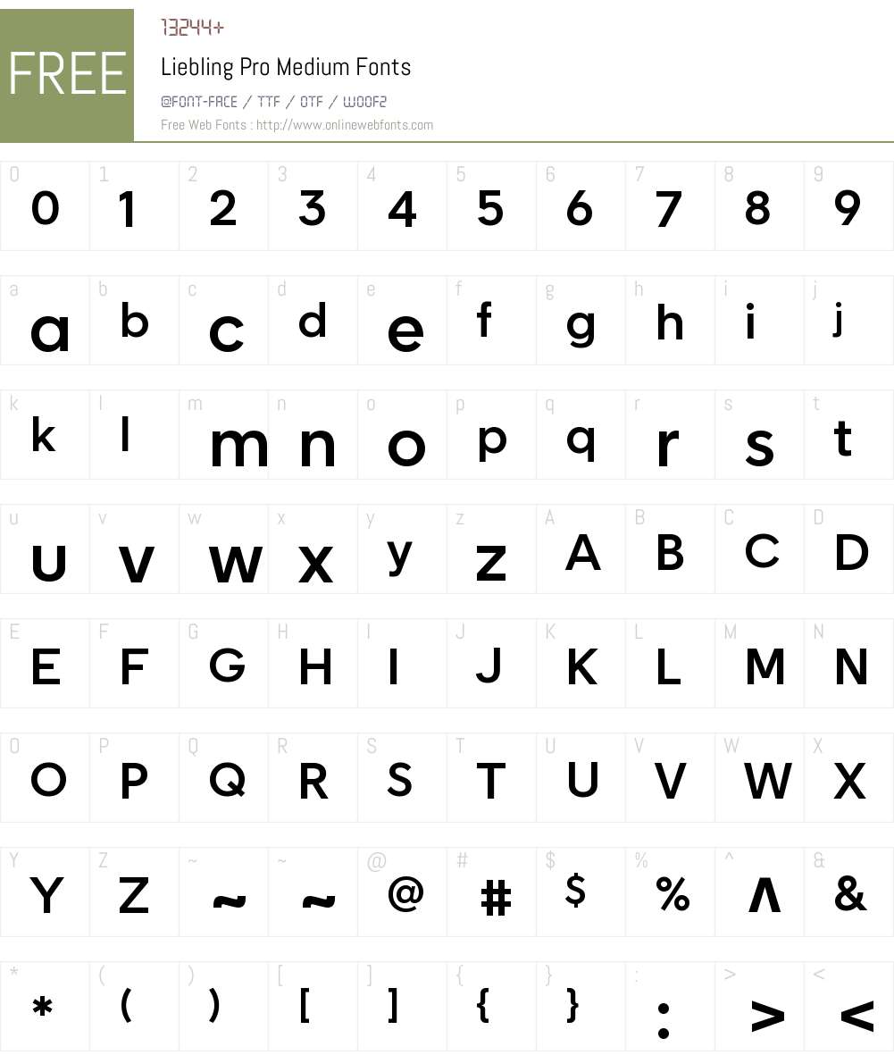 liebling font preview - main display