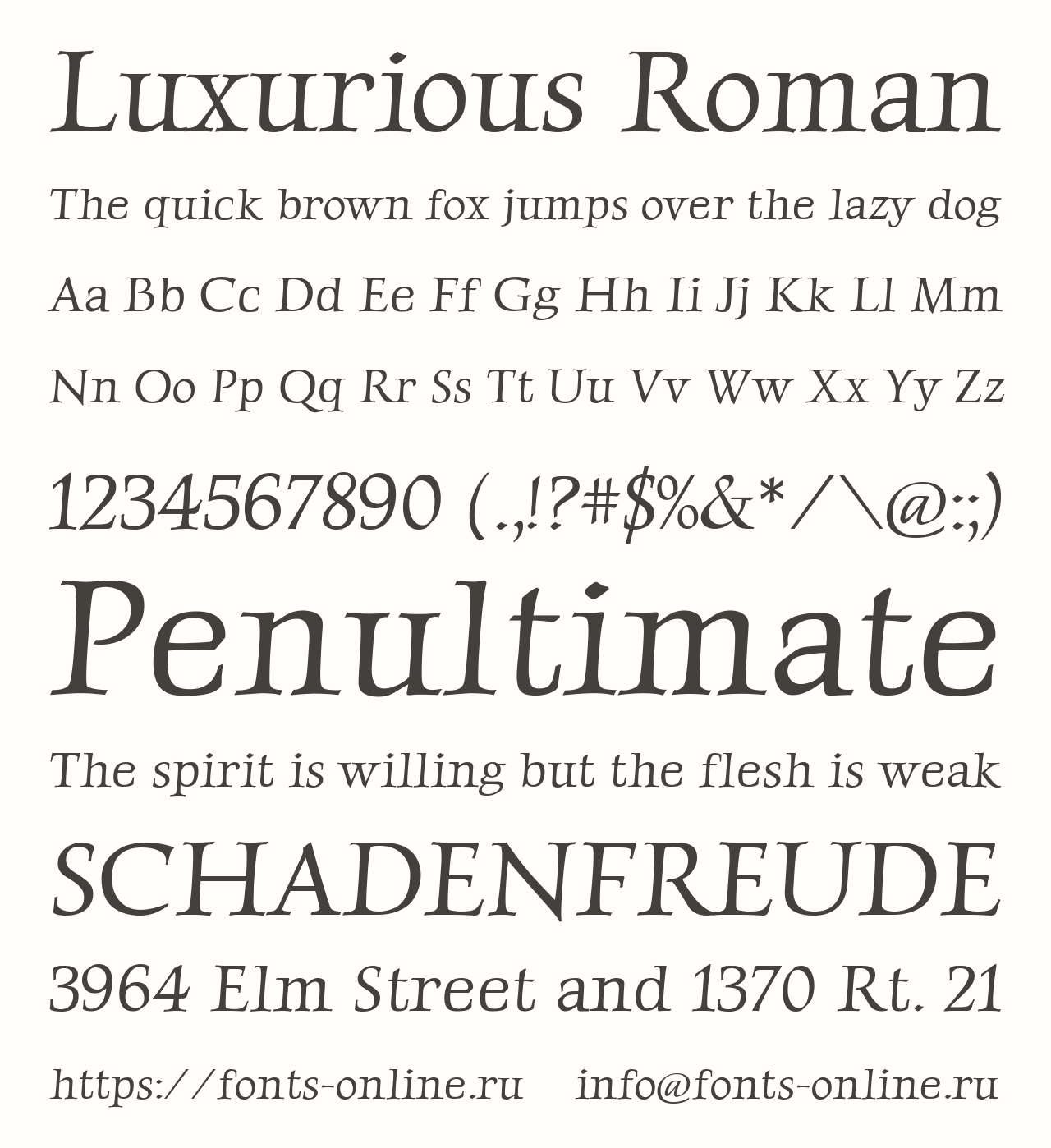 luxurious-roman font preview - main display