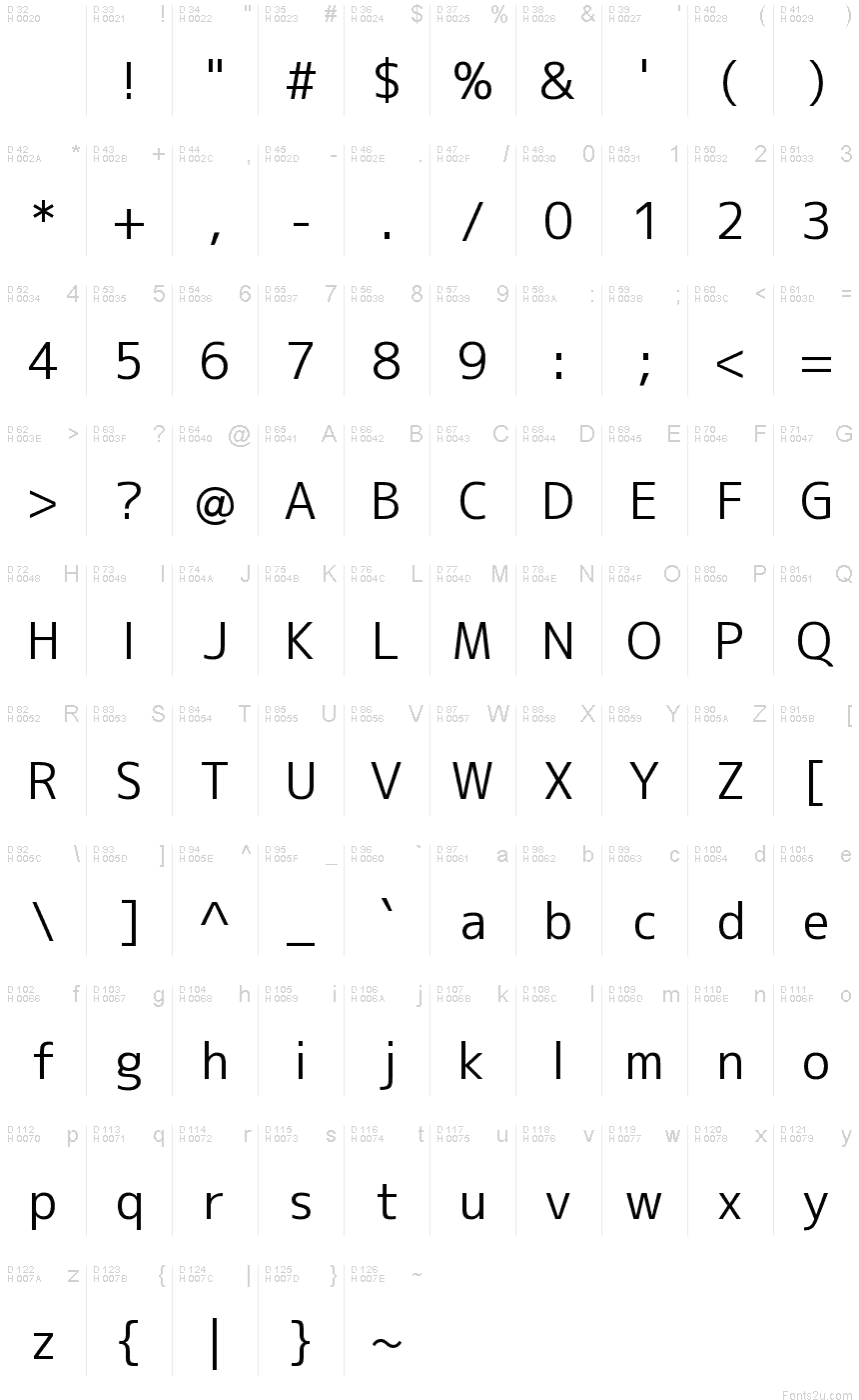 m-plus-2c font preview - main display