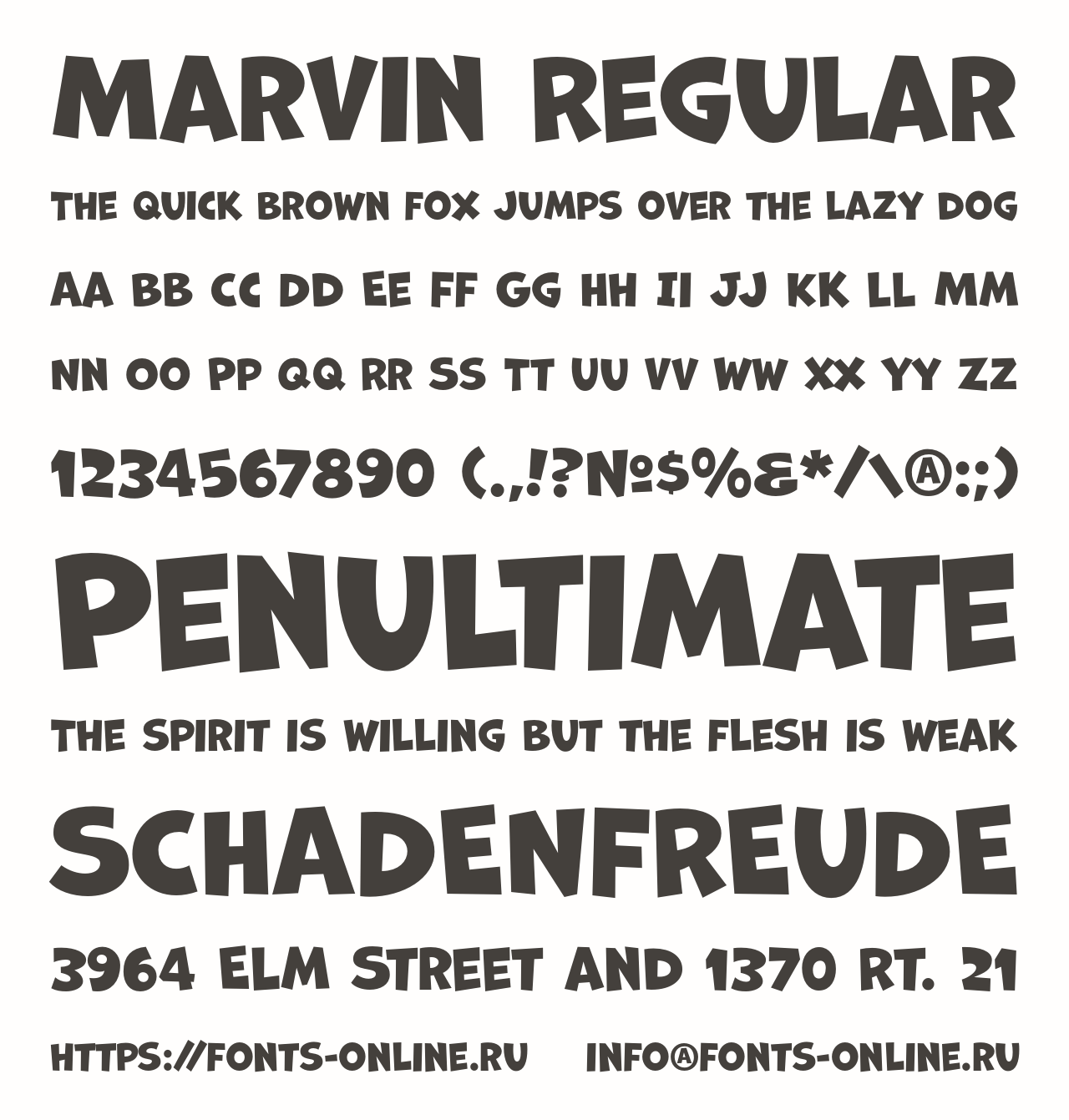 marvin font preview - main display