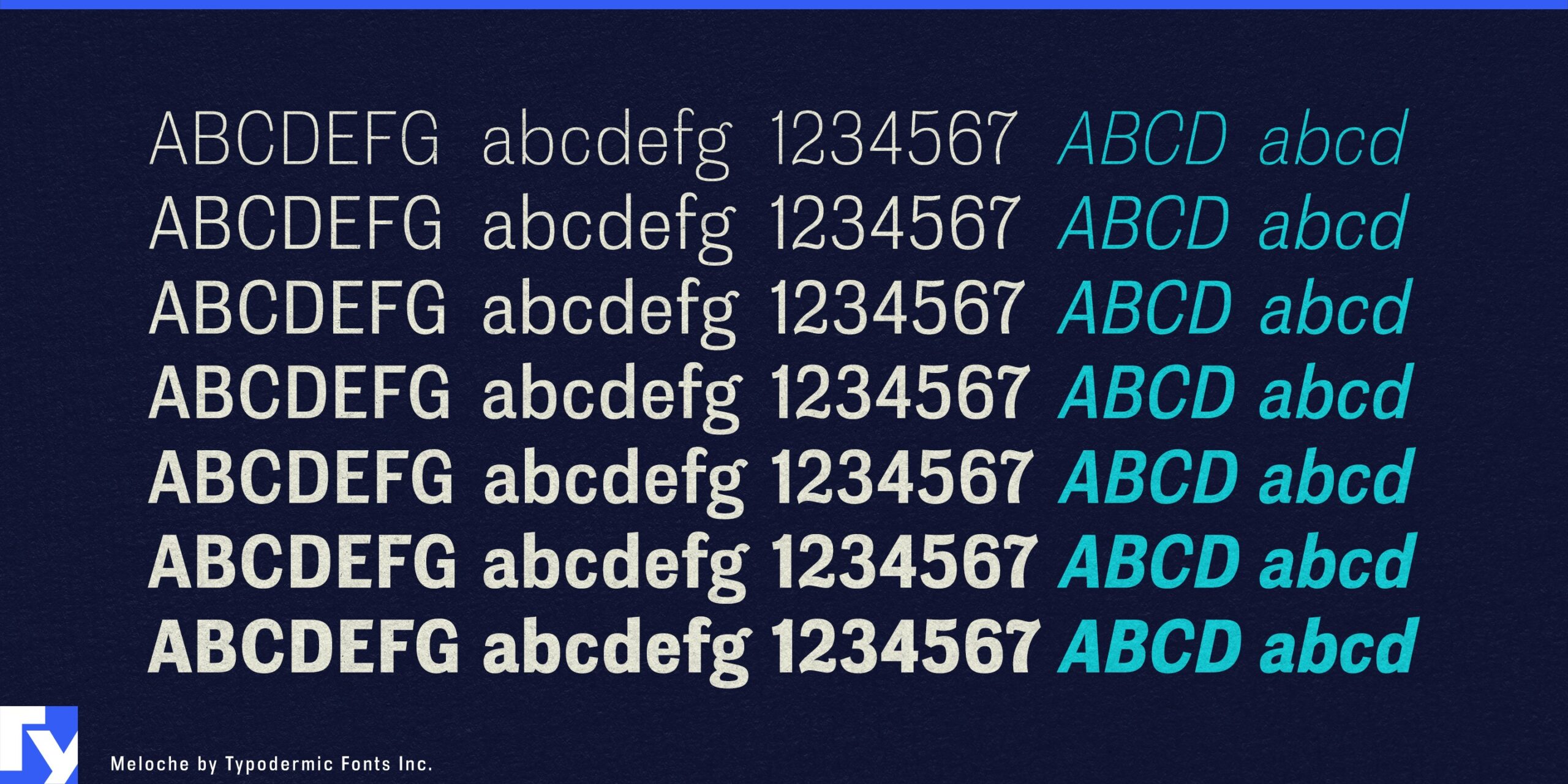 meloche font preview - main display
