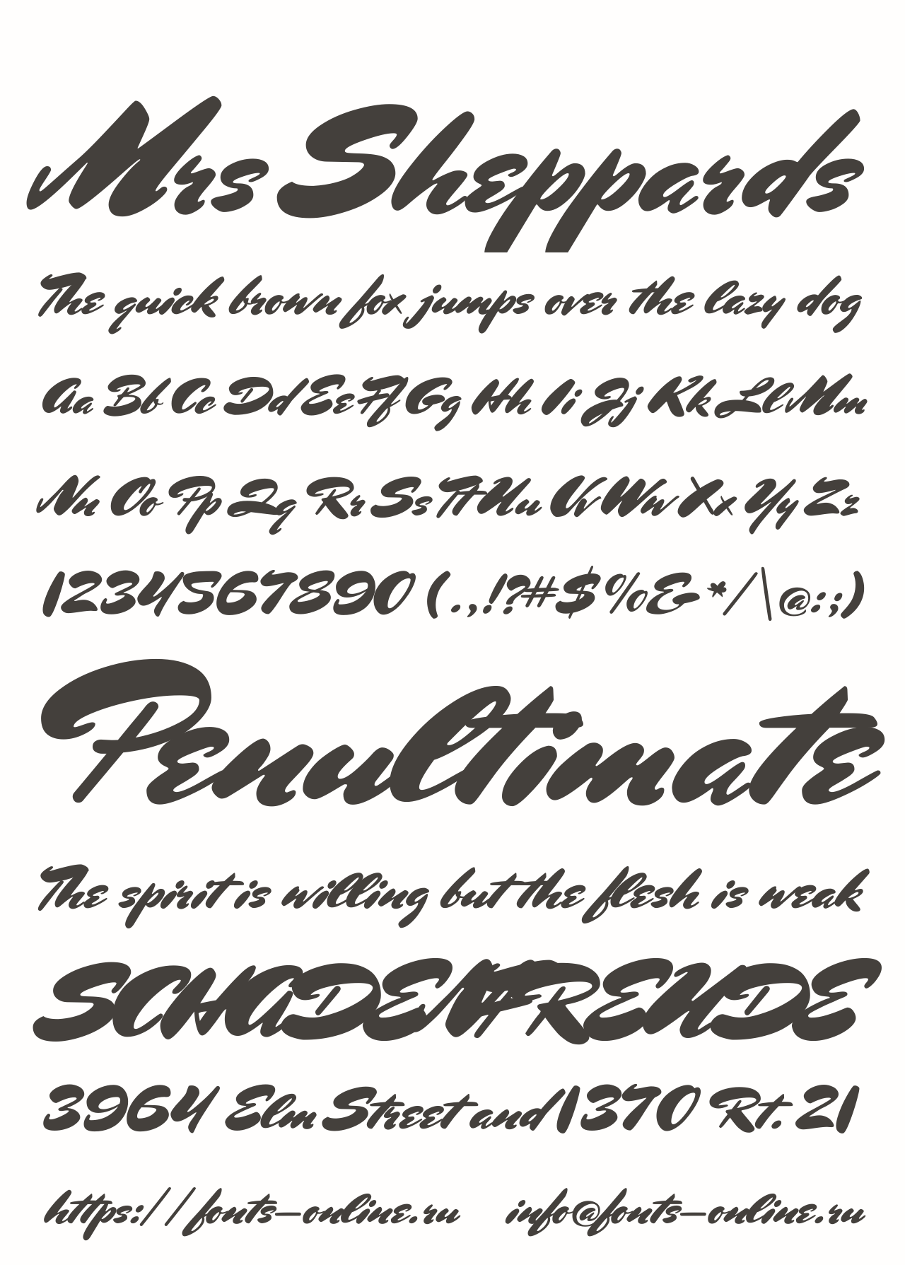 mrs-sheppards font preview - main display