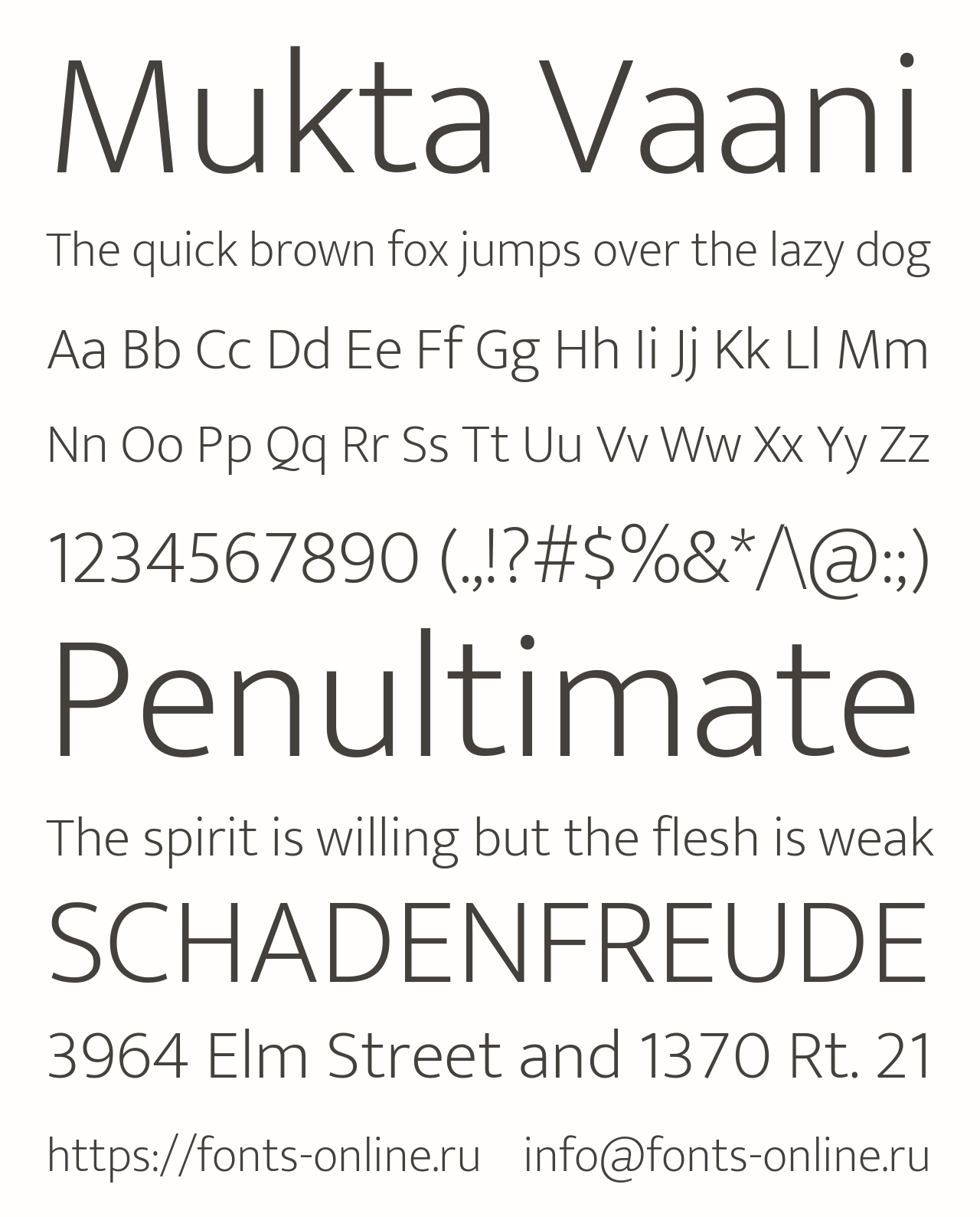mukta-vaani font preview - main display