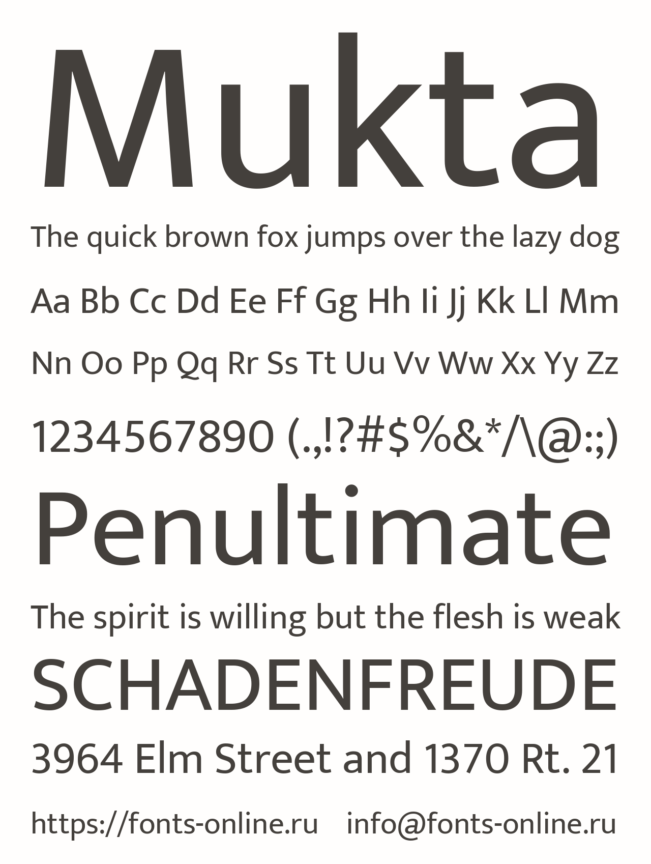 mukta font preview - main display