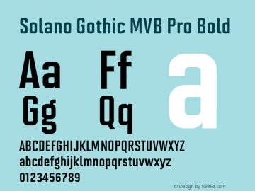 mvb-solano-gothic-pro font preview - main display