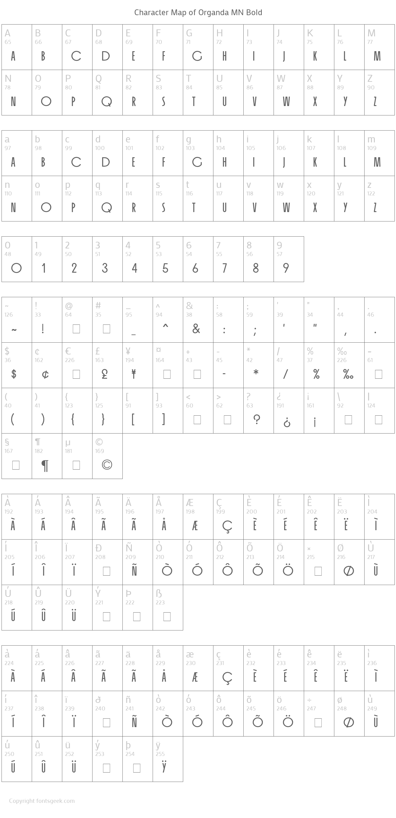 organda-mn font preview - main display
