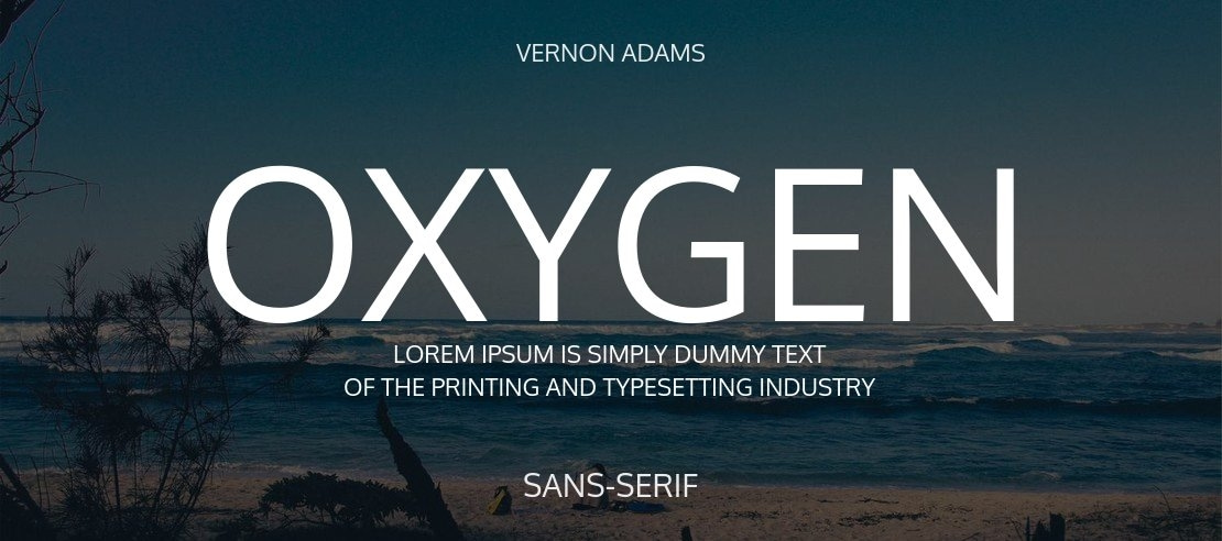 oxygen font preview - main display