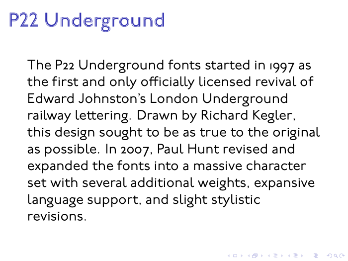 p22-underground font preview - main display