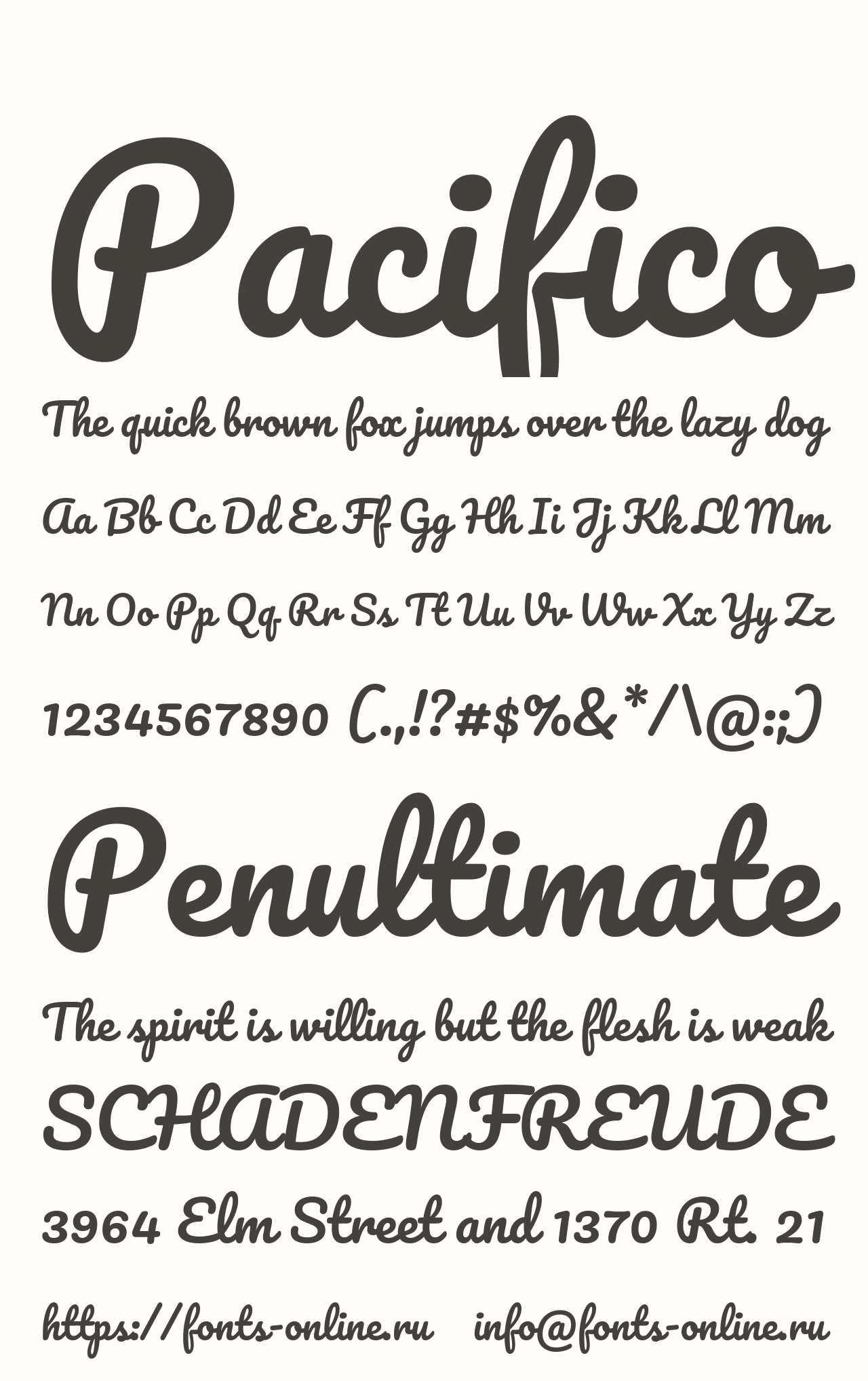 pacifico font preview - main display