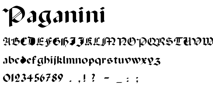 paganini font preview - main display