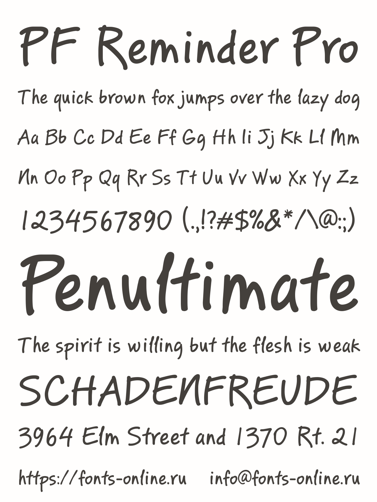 pf-reminder font preview - main display