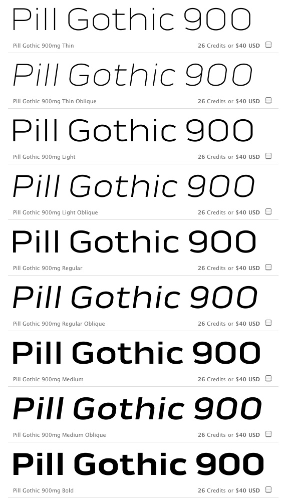 pill-gothic font preview - main display