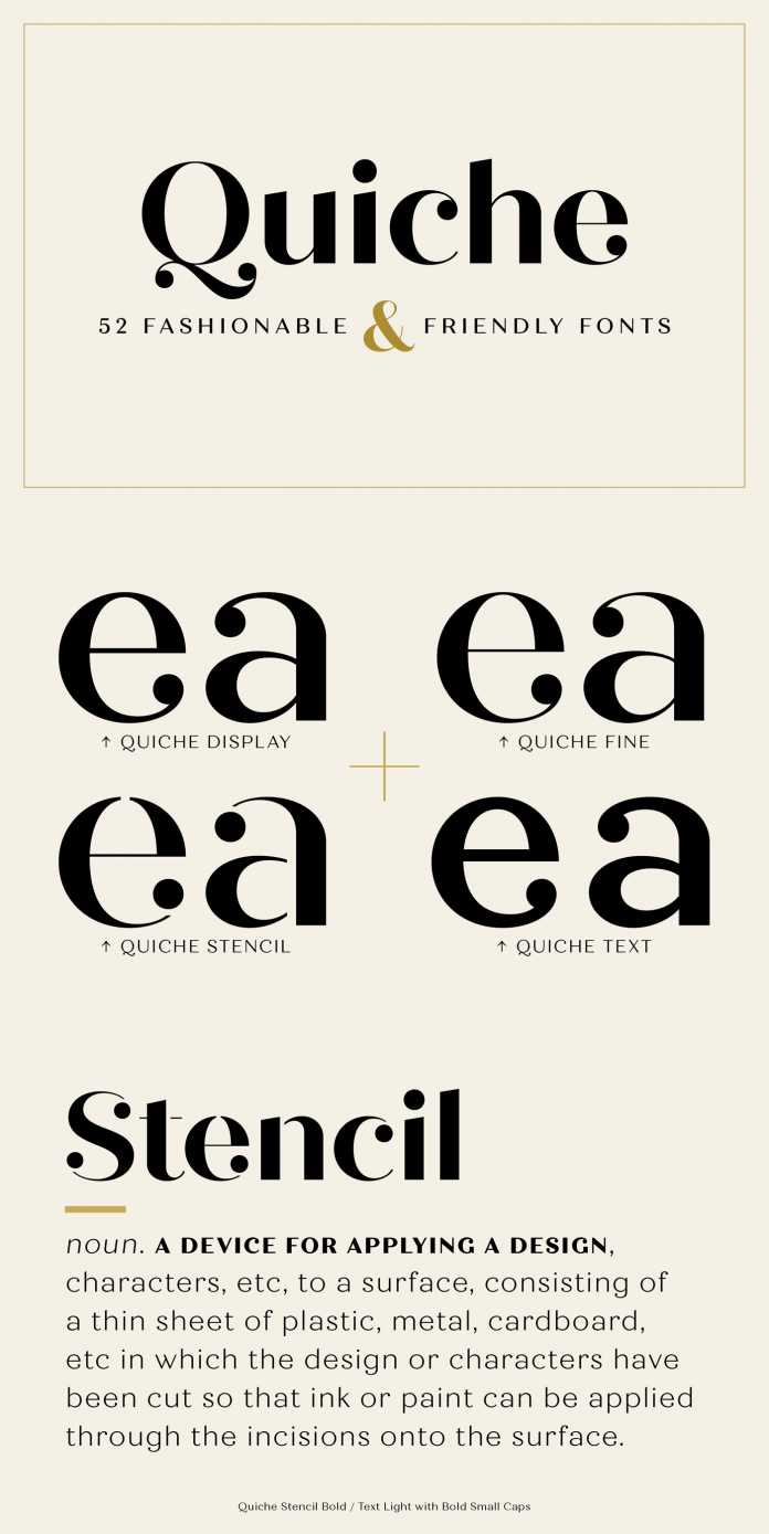 quiche-stencil font preview - main display