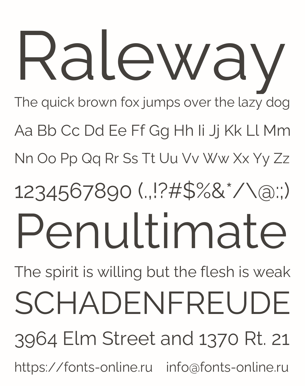 raleway-v20-deprecated font preview - main display