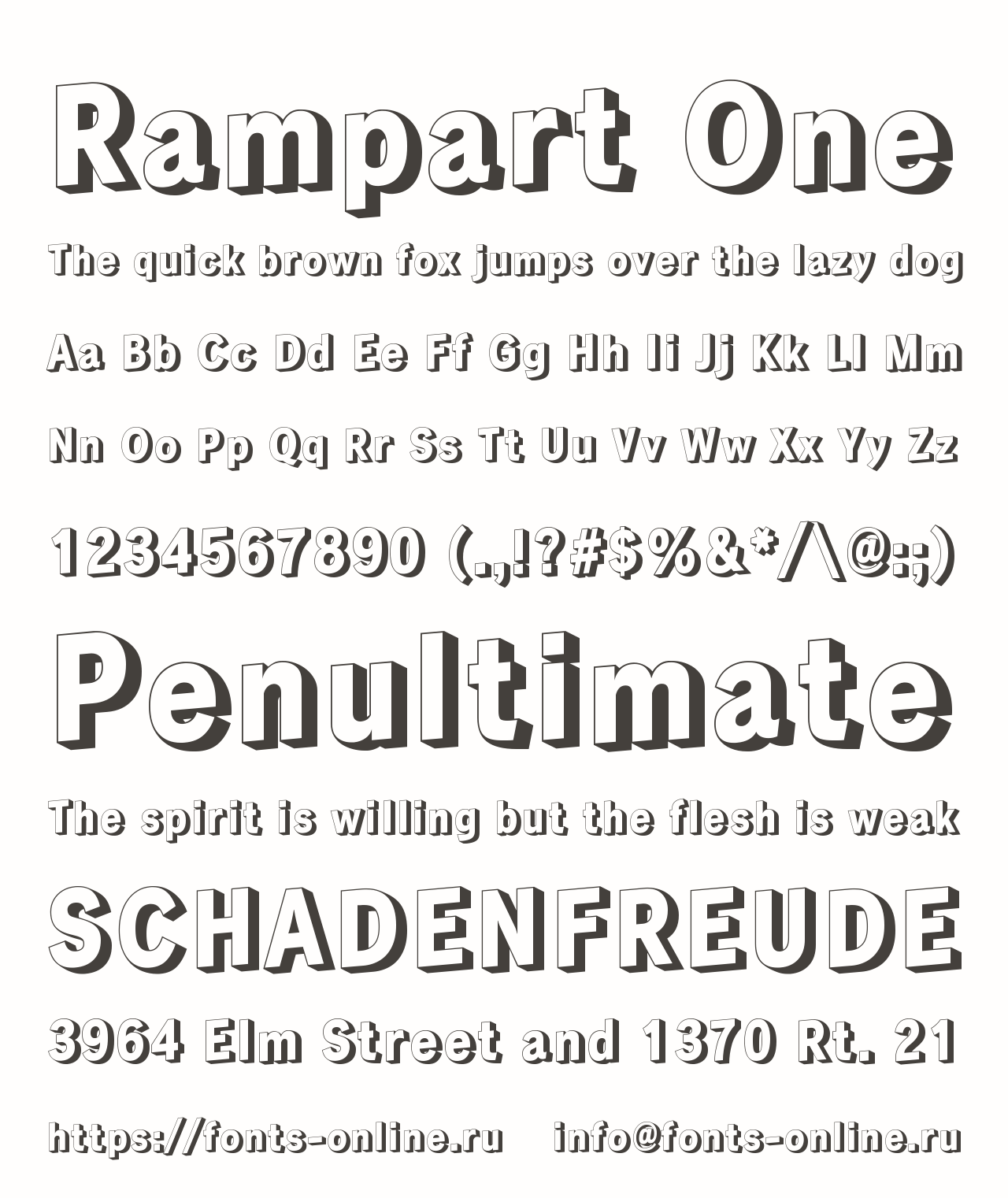 rampart-one font preview - main display