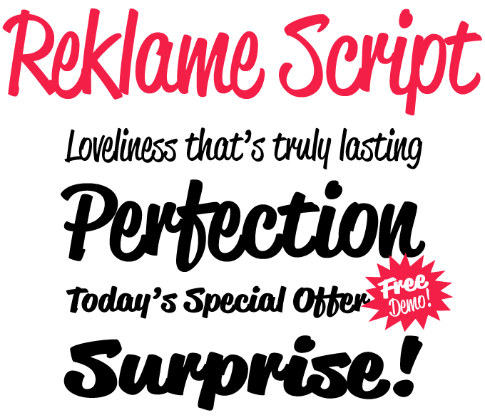 reklame-script font preview - main display