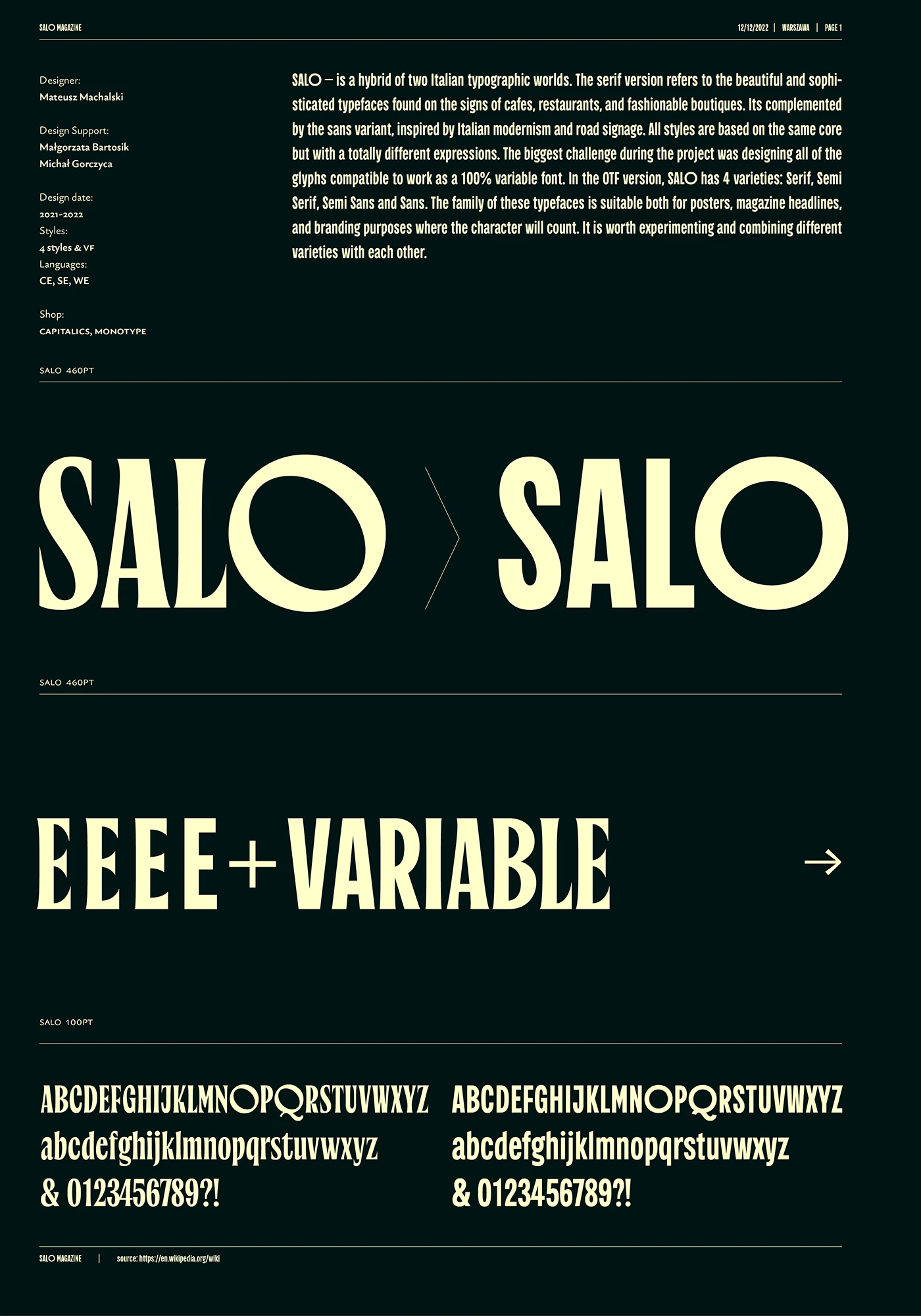 salo-variable font preview - main display