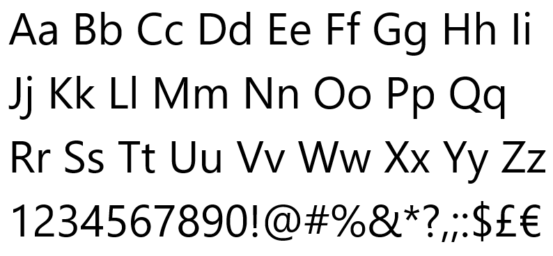 segoe-ui font preview - main display
