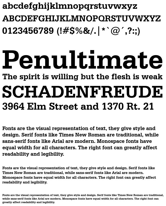 serifa font preview - main display