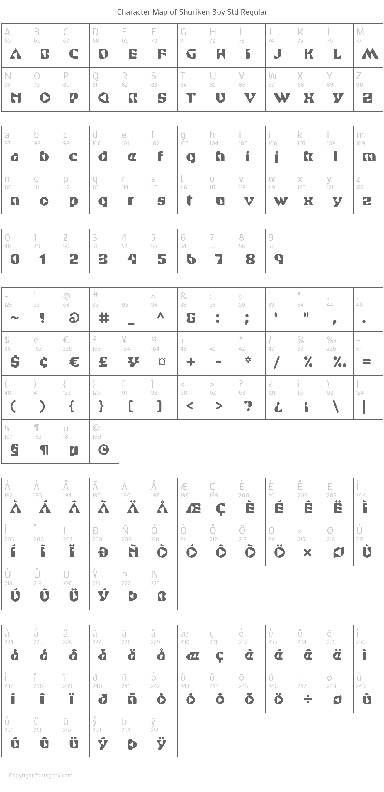 shuriken-boy font preview - main display