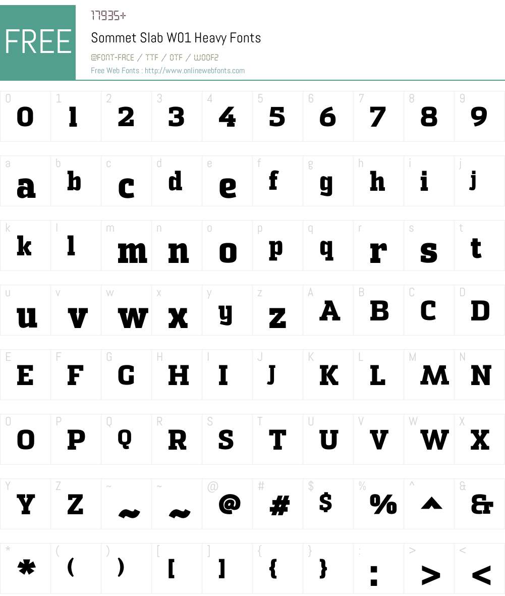 sommet-slab font preview - main display