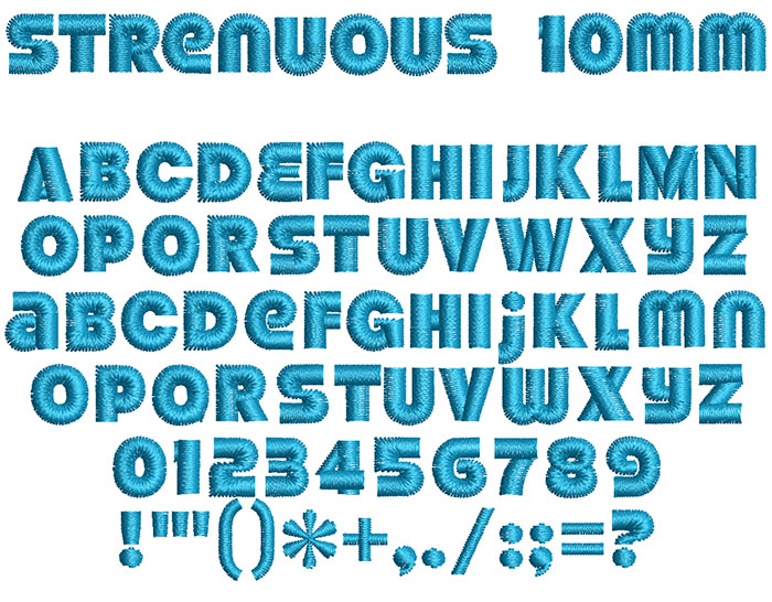 strenuous font preview - main display