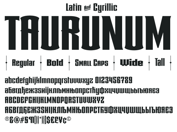 taurunum font preview - main display