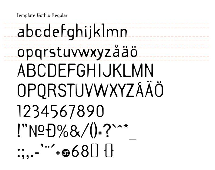 template-gothic font preview - main display